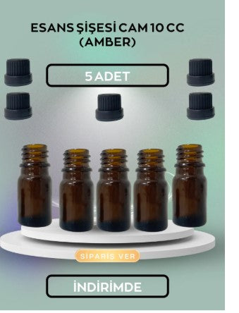5 Adet Cam Şişe 30 Cc Kahverengi ( Amber )