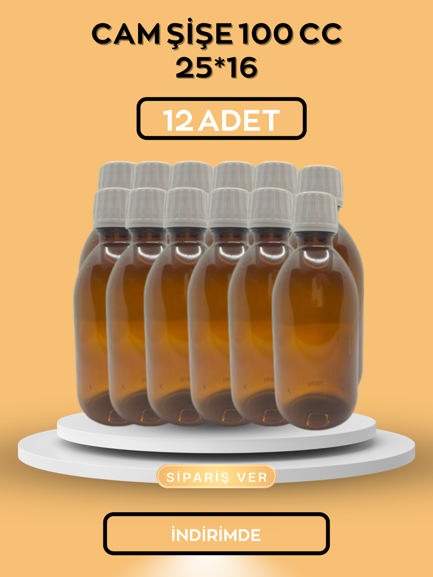 6 ADET AMBER CAM ŞİŞE 100 CC