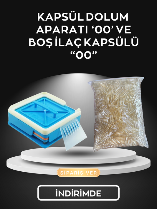 Kapsül Dolum Aparatı “00” ve 1000 Adet Boş Kapsül “00” Numaralı Set
