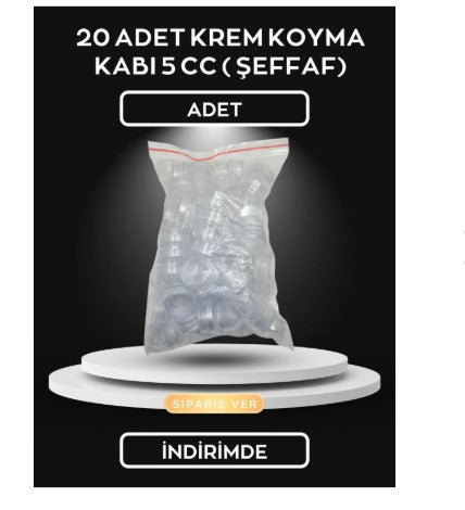 20 ADET KREM KOYMA KABI 5 CC ( ŞEFFAF)