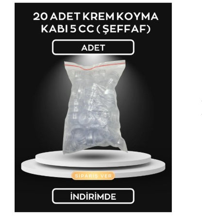 20 ADET KREM KOYMA KABI 5 CC ( ŞEFFAF)