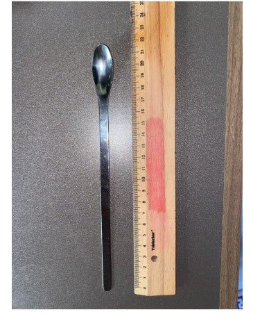 22 cm Tek Uçlu Paslanmaz Çelik Laboratuvar Kaşığı – Toz, Granül ve Numune Aktarım Spatulası