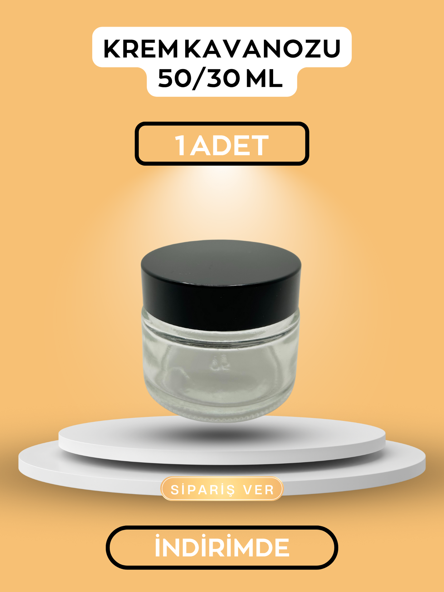 3 Adet Cam Amber Krem Kavanozu 30 Cc